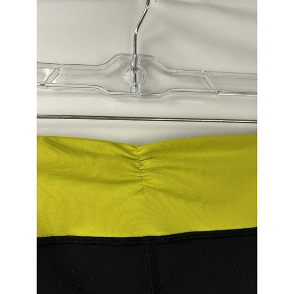 Lululemon Women’s 8 Gather & Crow Crop Pull-On Luon Athletic Panst Black Yellow - Picture 10 of 13